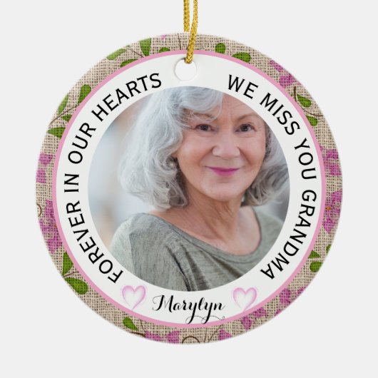 Oma für immer in unserem Herzen Keramik Ornament (Vorne)