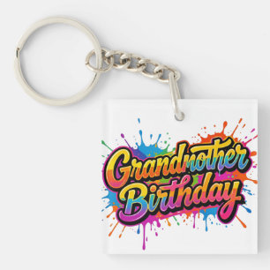 Oma Geburtstag Farbiger Farbspritzer-Design Schlüsselanhänger