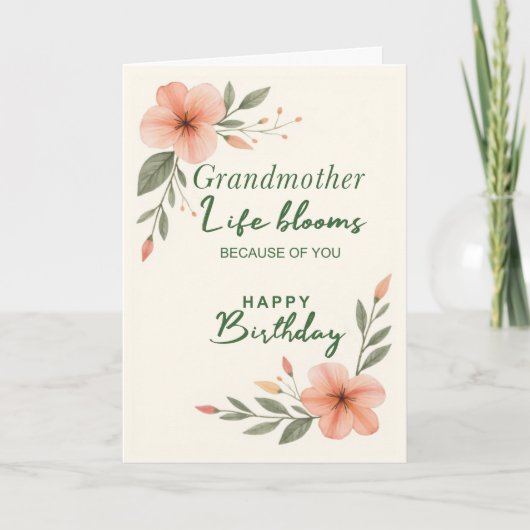 Oma Geburtstag Leben Erblüht Dank Dir Karte (Vorderseite)