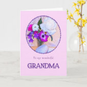 Oma, Geburtstag mit bemalten Blume. Karte (Gelbe Blume)