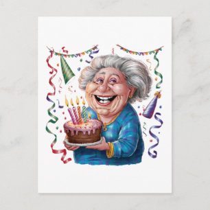 Oma Geburtstag mit großem Lächeln Ankündigungspostkarte