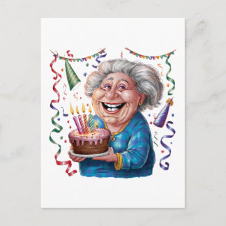 Oma Geburtstag mit großem Lächeln Ankündigungspostkarte