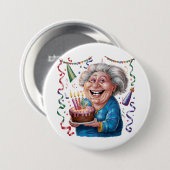 Oma Geburtstag mit großem Lächeln Button (Vorne & Hinten)