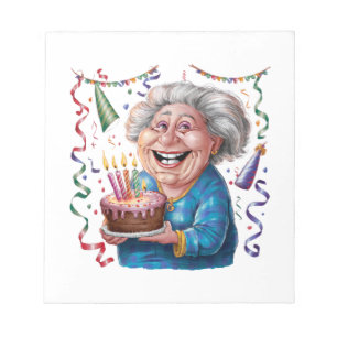 Oma Geburtstag mit großem Lächeln Notizblock