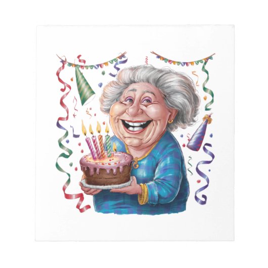 Oma Geburtstag mit großem Lächeln Notizblock (Vorderseite)