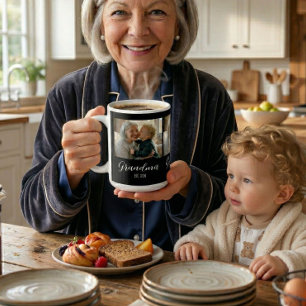 Oma gegründet Foto Weiße Schrift Text Kaffeetasse