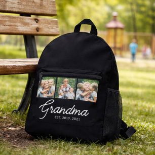 Oma gegründet Schwarz 3 Foto  Bedruckter Rucksack