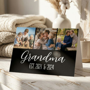 Oma gegründet Schwarz 3 Foto Weiß Schrift Karte