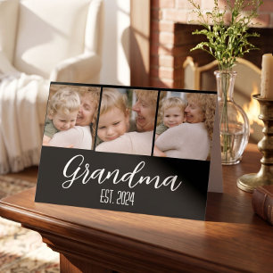 Oma gegründet Schwarz 3 Foto Weiß Schrift Karte