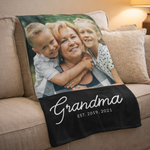 Oma gegründet Schwarz moderne Schrift Foto Fleecedecke