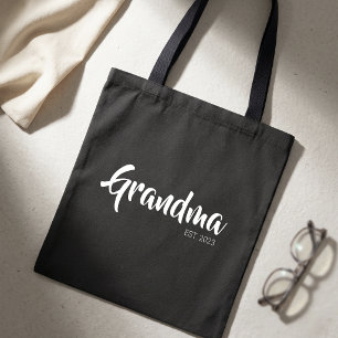 Oma gegründet Schwarz Weiß Schrift Geschenk Tasche