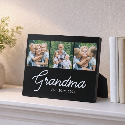 Oma gegründet Script Black 3 Foto Fotoplatte