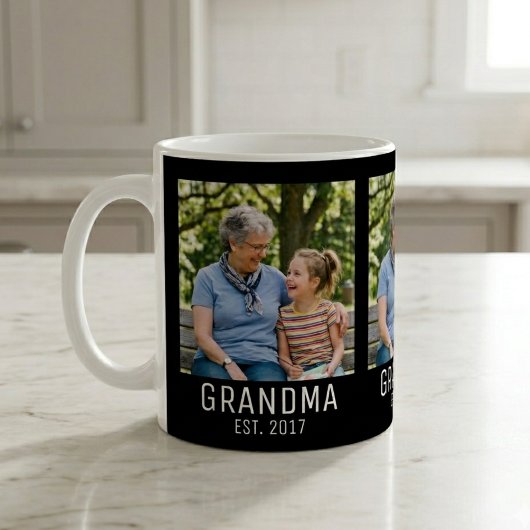 Oma gegründet Script Schwarz 3 Foto Kaffeetasse