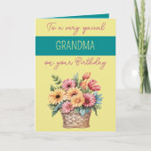 Oma gerbera, gelber Türkis Geburtstag Karte (Vorderseite)