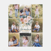 Oma Geschenk 8 Foto Rosa Girl Aquarell Blütenfarbe Fleecedecke (Vorderseite)