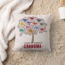 Oma Geschenk Großkinder Namen Bäume 12 Vögel Thr Kissen