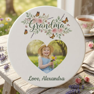 Oma-Geschenk-Untersetzer - Florales Foto Getränkeuntersetzer
