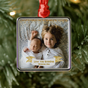 Oma-Geschenk Weihnachtsfoto mit Jahr Ornament Aus Metall