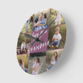 Oma gift 8 Foto Enkel einfache Typografie Runde Wanduhr (Winkel)