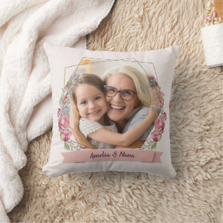 Oma Gift Foto Pink Girly Mother Day Kissen