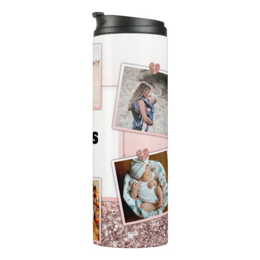 Oma Gift Gigi Foto Rose Gold Personalisiert Thermosbecher (Nach rechts gedreht)