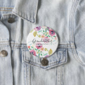 Oma Gift - Hübsch Pflaumenrosa Blume Persönlich Button (Beispiel)