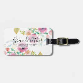 Oma Gift - Hübsch Pflaumenrosa Blume Persönlich Gepäckanhänger