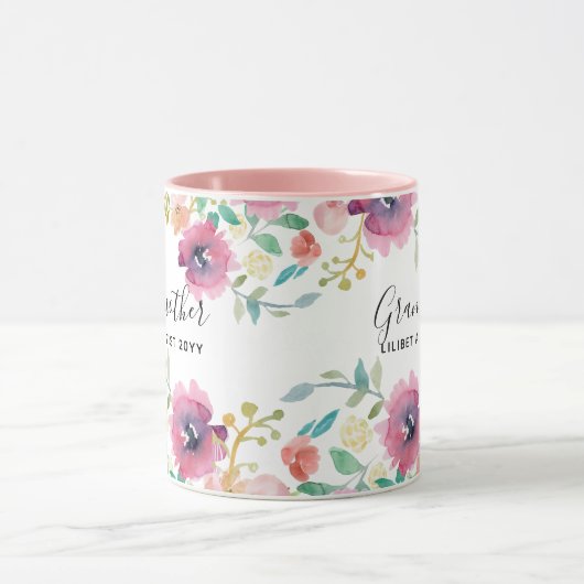 Oma Gift - Hübsch Pflaumenrosa Blume Persönlich Tasse (Zentrum)