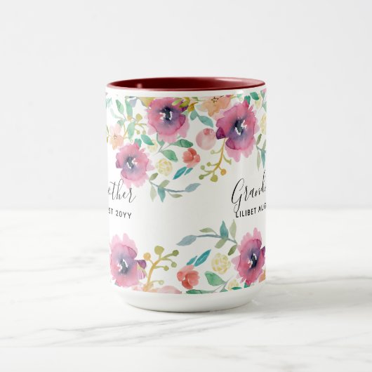 Oma Gift - Hübsch Pflaumenrosa Blume Persönlich Tasse (Zentrum)