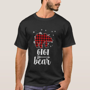 Oma Gigi Bear Xmas Pajama Red Kariert Buffalo PJ T-Shirt