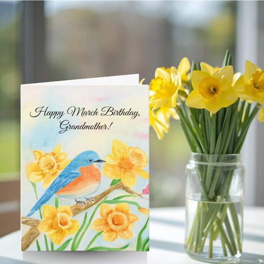 Oma Glücklicher März Geburtstag Blauer Vogel Karte