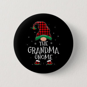 Oma Gnome Xmas Familie passt Karierte Weihnachten Button