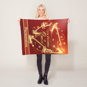oma goldener Weihnachtstext Fleecedecke
