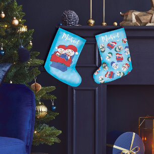 Oma Grandchild Schneemänner Weihnachten Großer Weihnachtsstrumpf