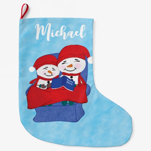 Oma Grandchild Schneemänner Weihnachten Großer Weihnachtsstrumpf (Vorderseite)