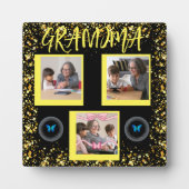 Oma Grandchildren Gold Glitzer FotoCollage Fotoplatte (Vorderseite)