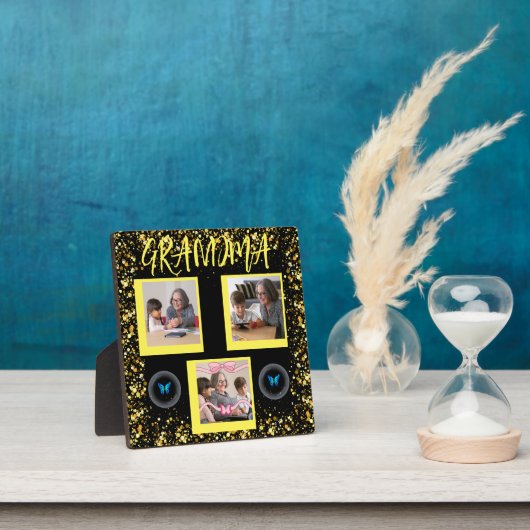 Oma Grandchildren Gold Glitzer FotoCollage Fotoplatte (InSitu)