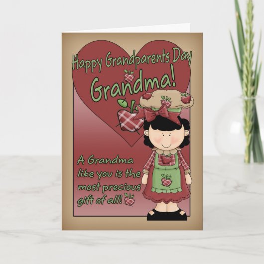 Oma Grandeleltern Day Card - Little Apple Lady Karte (Vorderseite)