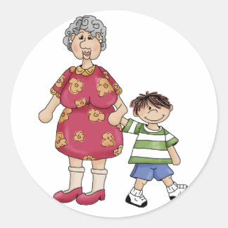Oma & Grandson (Großeltern) Runder Aufkleber