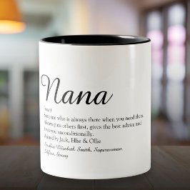 Oma, Granny, Nana Definition Script Zweifarbige Tasse