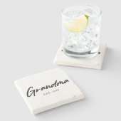 Oma Großmutter Custom Est Year Minimal einfach Steinuntersetzer (Seitenansicht)