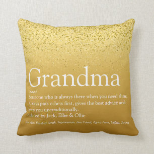 Oma, Großmutter Definition Gold Glitter Kissen