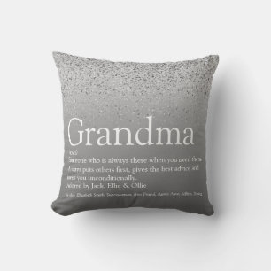 Oma Großmutter Definition Silber Glitter Kissen