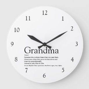 Oma, Großmutter, Granny Zitat Schwarz und Weiß Große Wanduhr