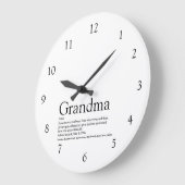 Oma, Großmutter, Oma Zitat schwarz und weiß Große Wanduhr (Winkel)