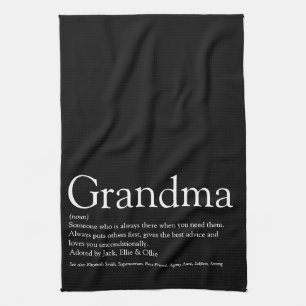 Oma Großmutter Schwarz-Weiß-Zitat Geschirrtuch
