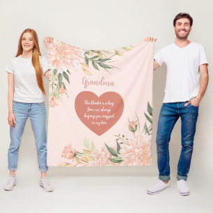 Oma Großmutter Zitat Aquarellfarbe Rosa Blüte Fleecedecke