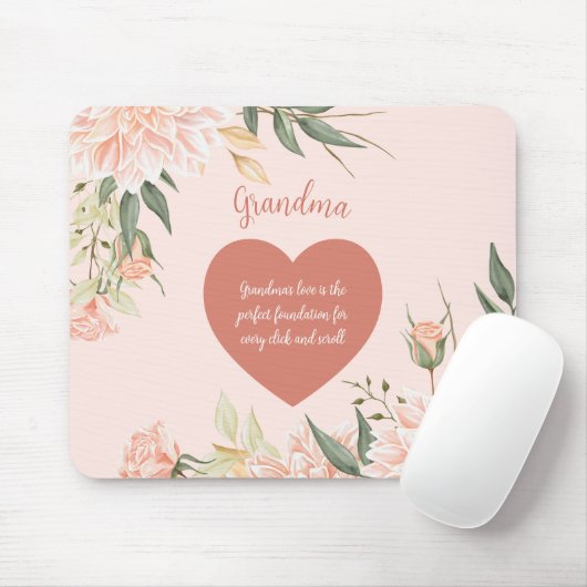 Oma Großmutter Zitat Aquarellfarbe Rosa Blüte Mousepad (Mit Mouse)