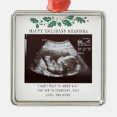Oma Happy Holidays Schwangerschaft Ultrasound Foto Ornament Aus Metall (Vorne)