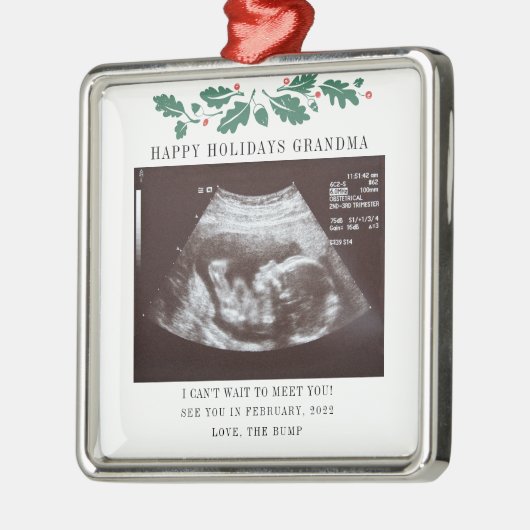 Oma Happy Holidays Schwangerschaft Ultrasound Foto Ornament Aus Metall (Links)